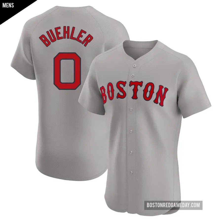 Men's Boston Red Sox ＃0 Walker Buehler Elite Gray Road Jersey