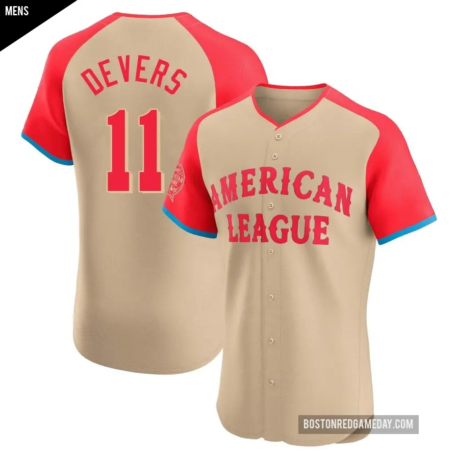 Men's Boston Red Sox ＃11 Rafael Devers Elite Cream American League 2024 All-Star Game Jersey