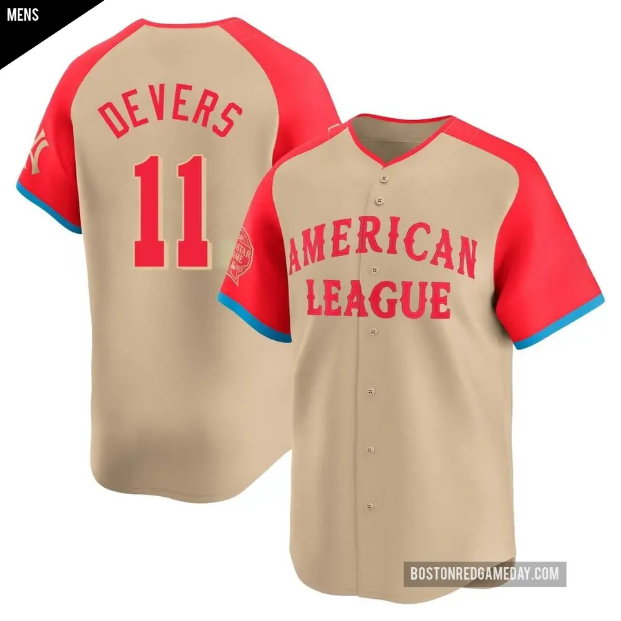 Men's Boston Red Sox ＃11 Rafael Devers Limited Cream American League 2024 All-Star Game Jersey