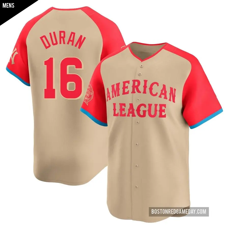 Men's Boston Red Sox ＃16 Jarren Duran Limited Cream American League 2024 All-Star Game Jersey