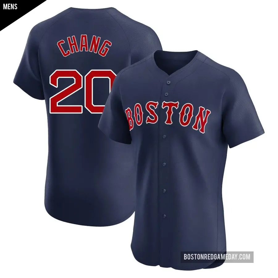 Men's Boston Red Sox ＃20 Yu Chang Elite Navy Alternate Jersey