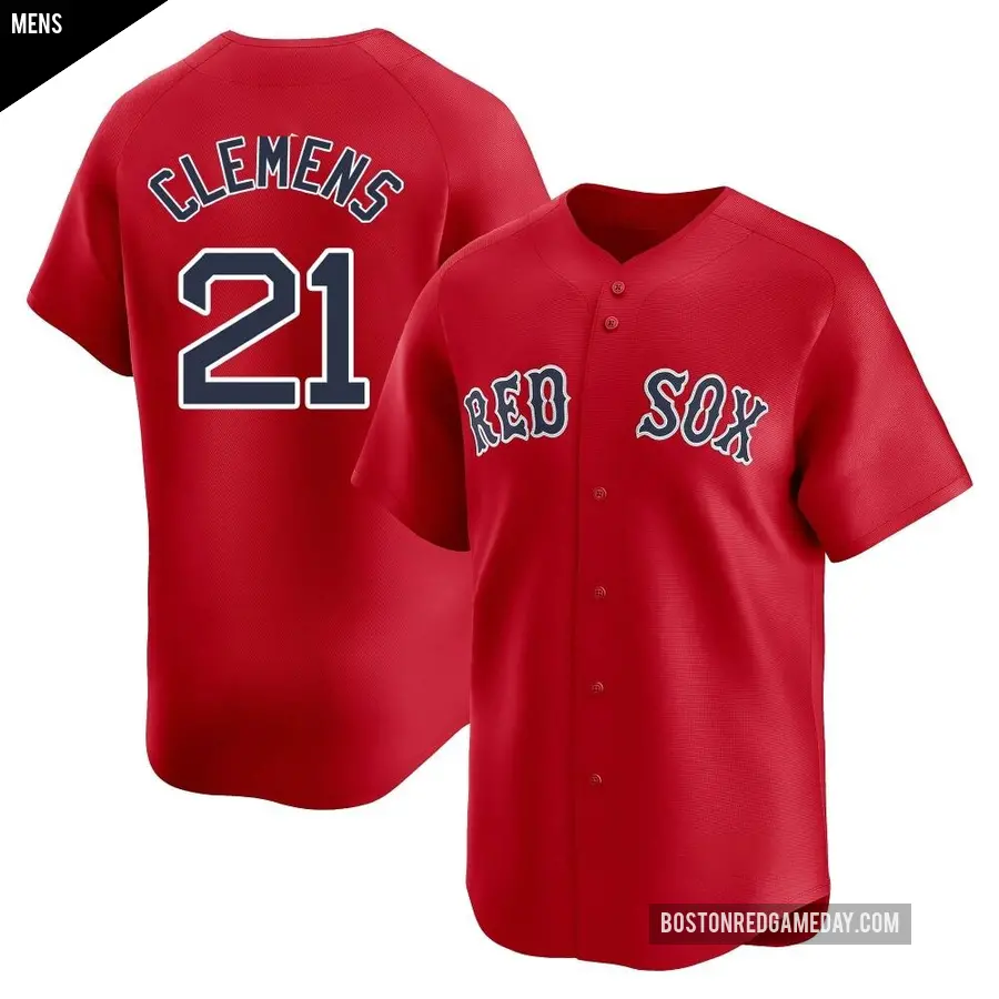 Men's Boston Red Sox ＃21 Roger Clemens Limited Red Alternate Jersey