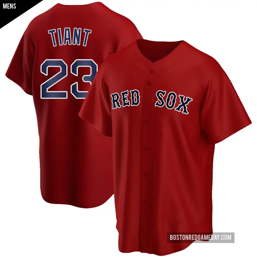 Men&#039;s Boston Red Sox &#65283;23 Luis Tiant Replica Red Alternate Jersey