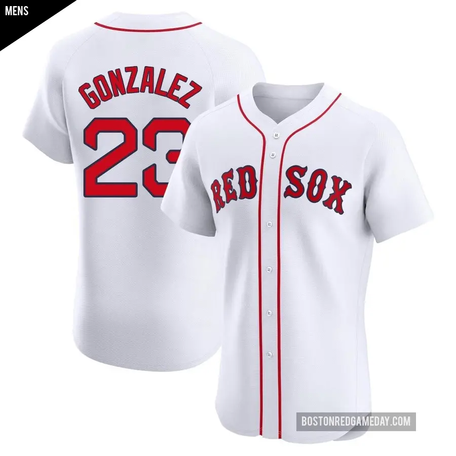 Men's Boston Red Sox ＃23 Romy Gonzalez Elite White Home Patch Jersey