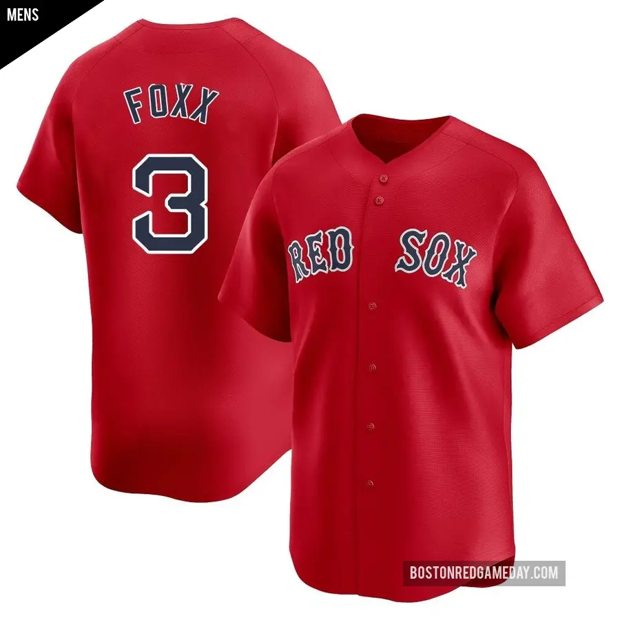 Men's Boston Red Sox ＃3 Jimmie Foxx Limited Red Alternate Jersey
