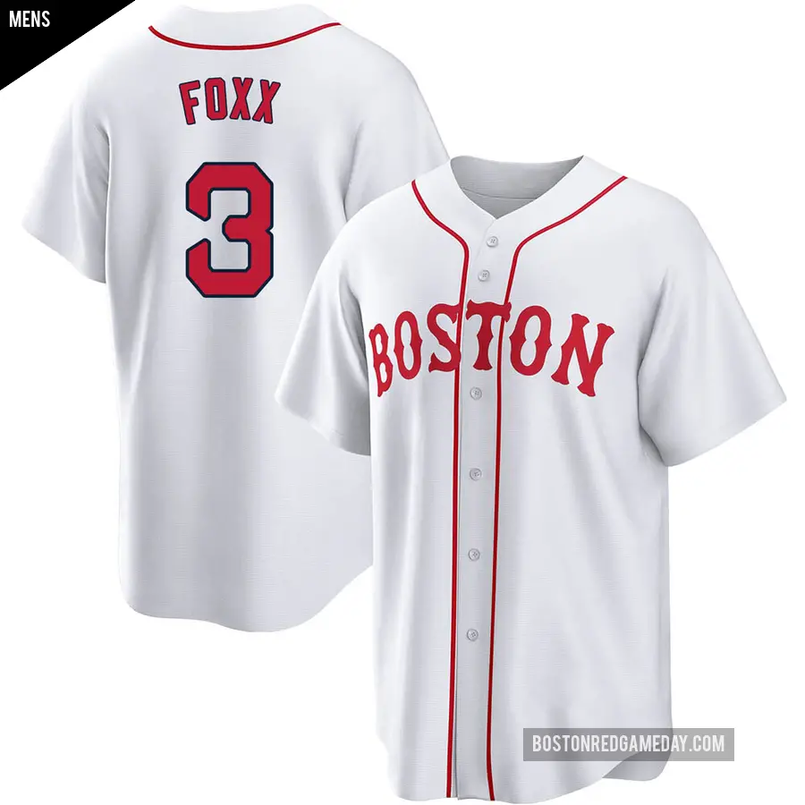 Men&#039;s Boston Red Sox &#65283;3 Jimmie Foxx Replica White 2021 Patriots&#039; Day Jersey