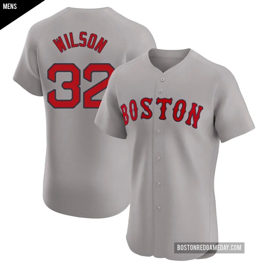 Men's Boston Red Sox ＃32 Justin Wilson Elite Gray Road Jersey