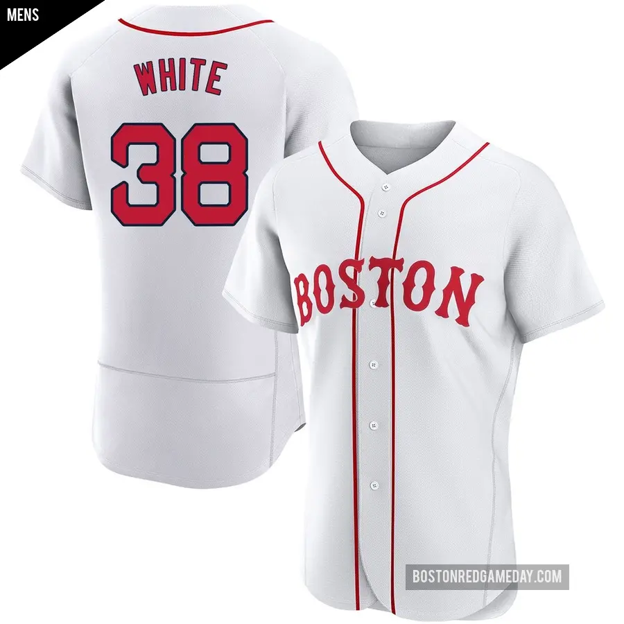 Men's Boston Red Sox ＃38 Eli White Authentic White 2021 Patriots' Day Jersey