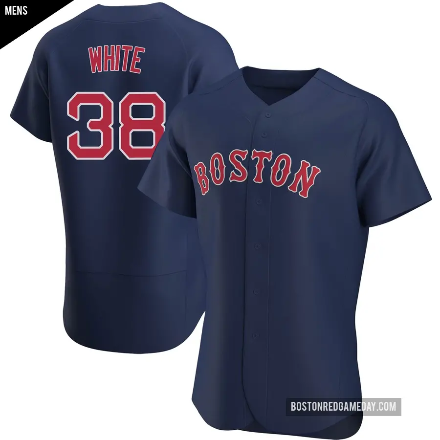 Men's Boston Red Sox ＃38 Eli White Authentic White Navy Alternate Jersey