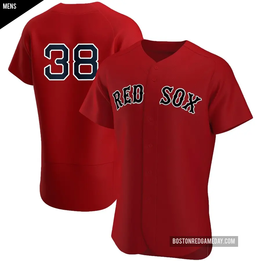 Men's Boston Red Sox ＃38 Eli White Authentic White Red Alternate Team Jersey