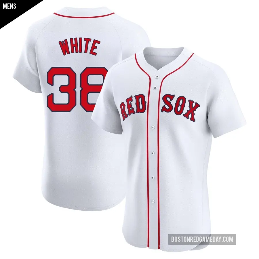 Men's Boston Red Sox ＃38 Eli White Elite White Home Patch Jersey