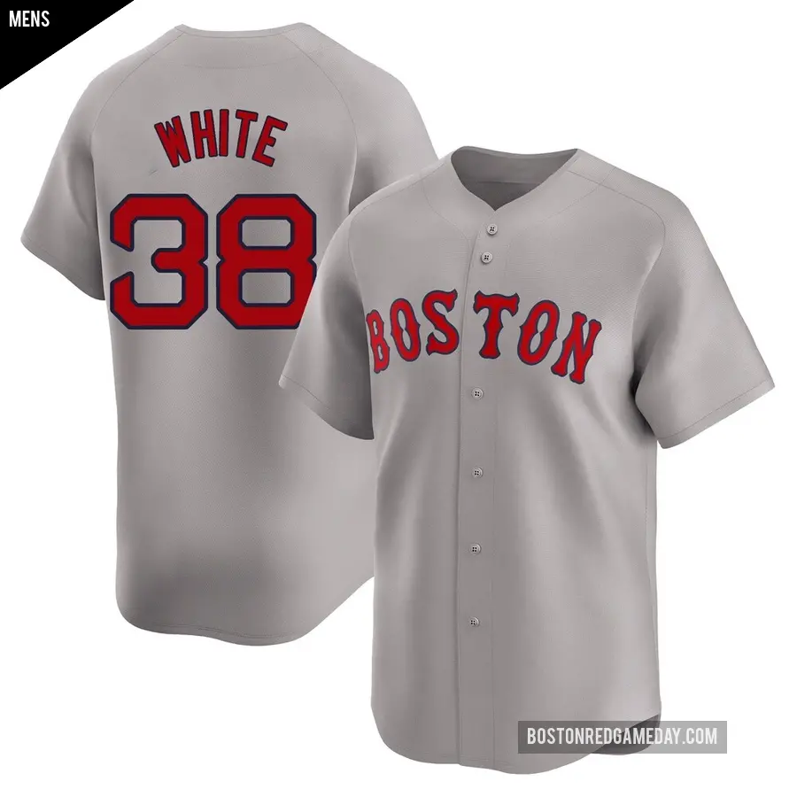 Men's Boston Red Sox ＃38 Eli White Limited White Gray Away Jersey