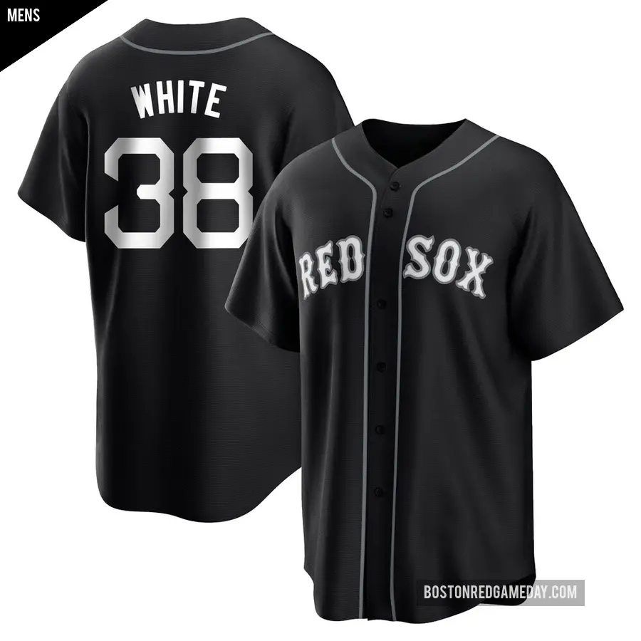 Men's Boston Red Sox ＃38 Eli White Replica Black/White Jersey