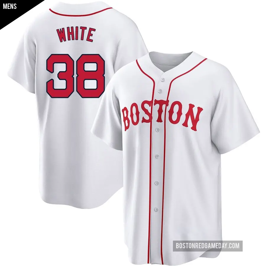 Men's Boston Red Sox ＃38 Eli White Replica White 2021 Patriots' Day Jersey