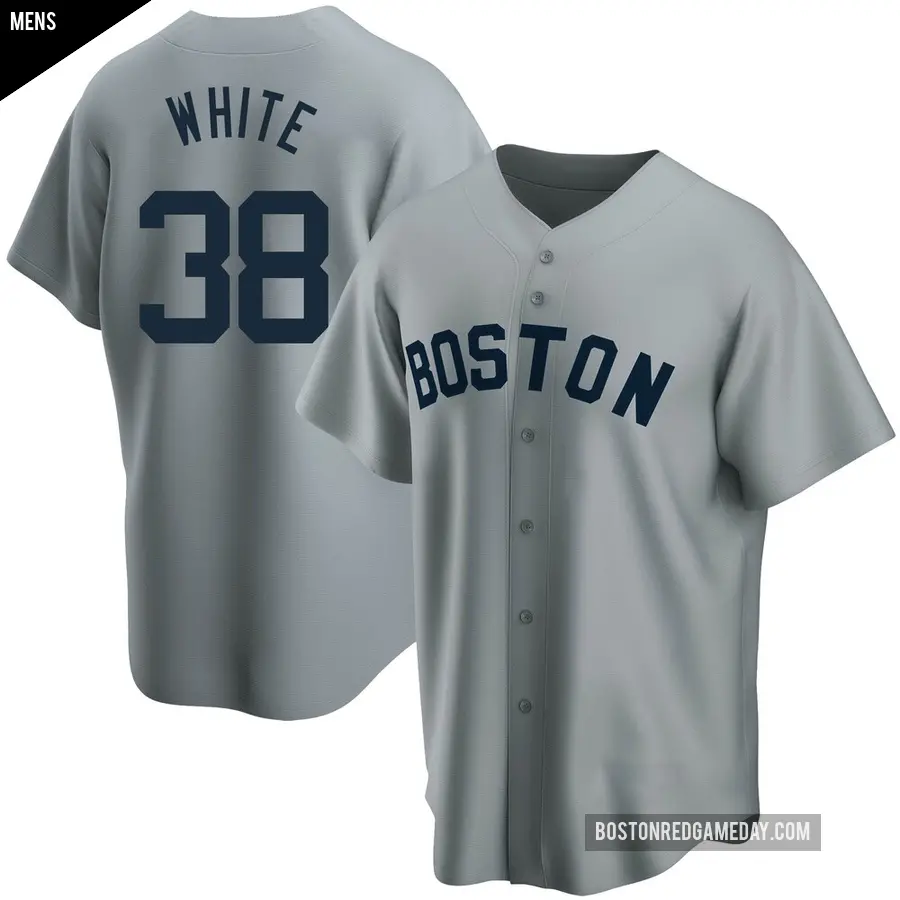 Men's Boston Red Sox ＃38 Eli White Replica White Gray Road Cooperstown Collection Jersey