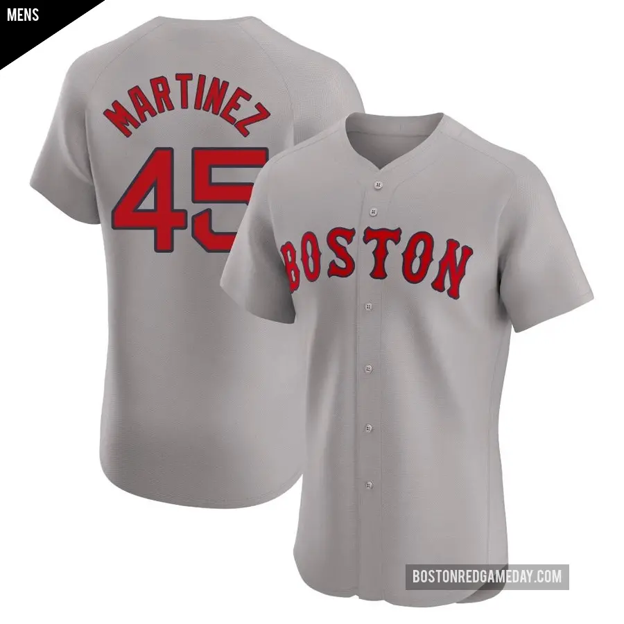 Men's Boston Red Sox ＃45 Pedro Martinez Elite Gray Road Jersey