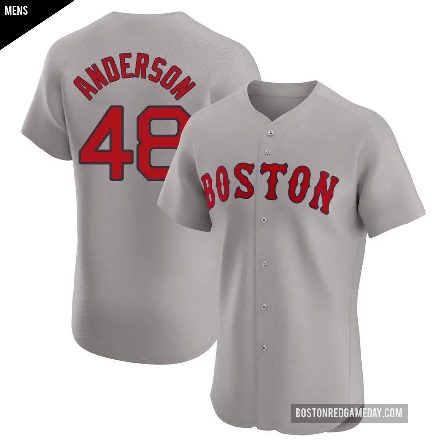Men's Boston Red Sox ＃48 Chase Anderson Elite Gray Road Jersey