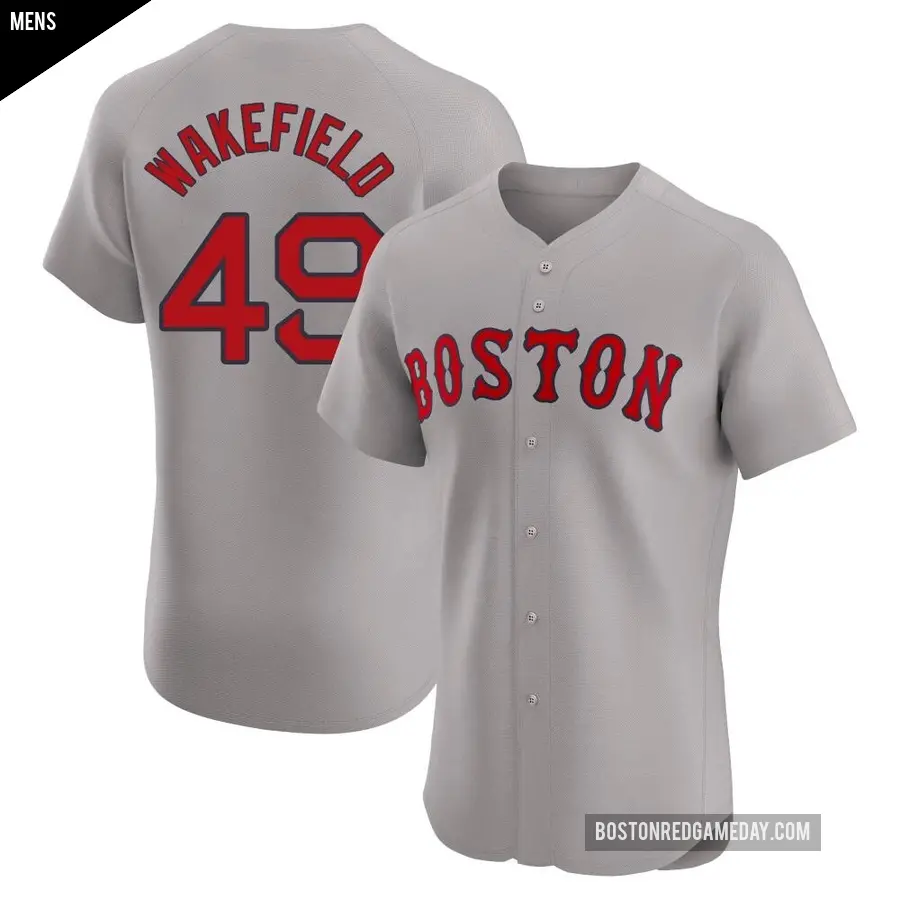 Men's Boston Red Sox ＃49 Tim Wakefield Elite Gray Road Jersey