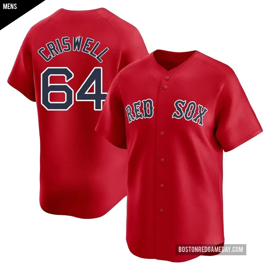 Men's Boston Red Sox ＃64 Cooper Criswell Limited Red Alternate Jersey