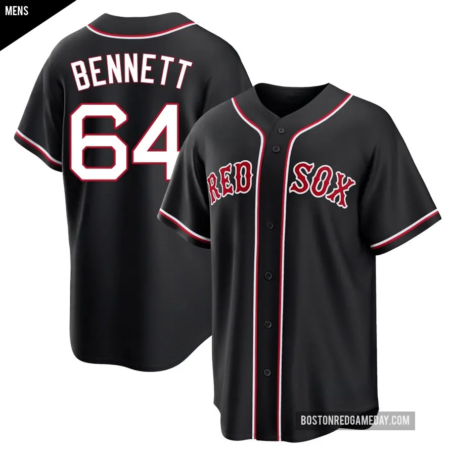 Men's Boston Red Sox ＃64 Jake Bennett Replica Black Fashion Out Jersey
