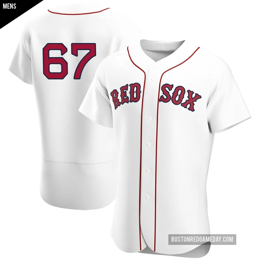 Men's Boston Red Sox ＃67 Erik Miller Authentic White Home Team Jersey