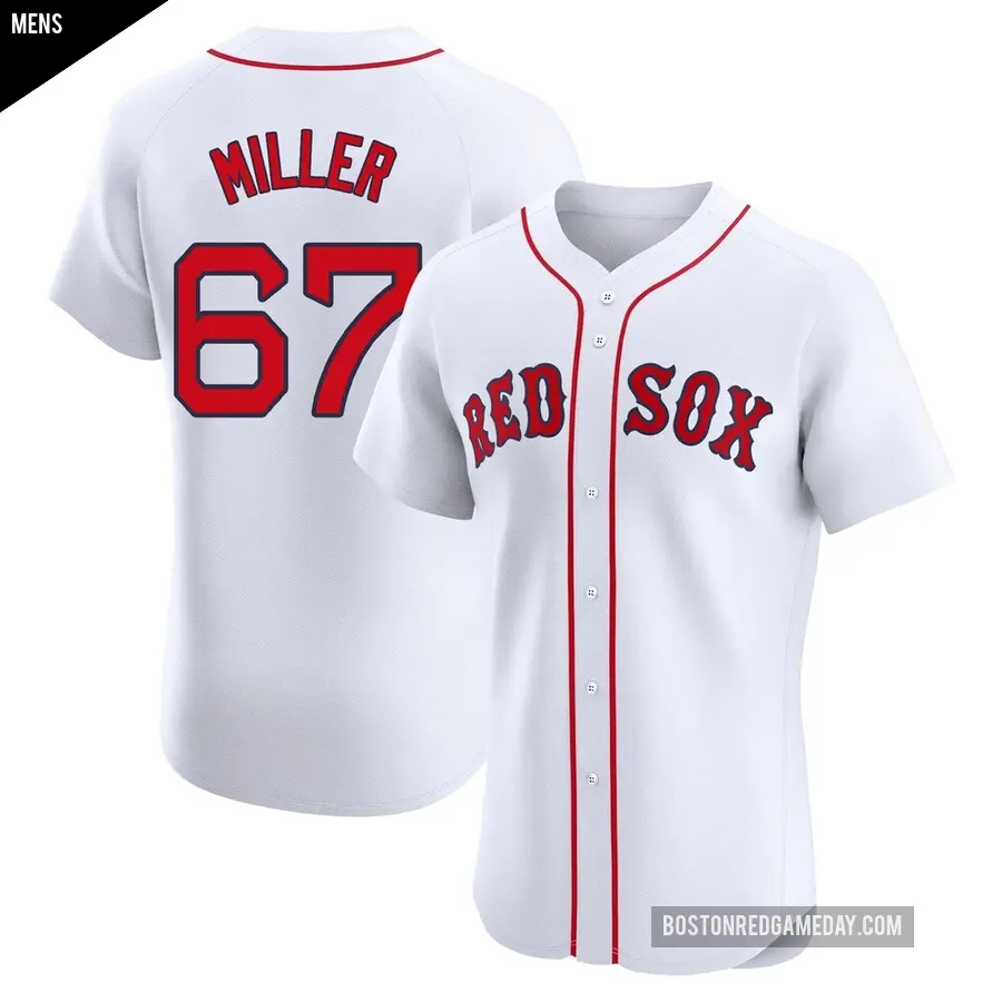 Men's Boston Red Sox ＃67 Erik Miller Elite White Home Jersey
