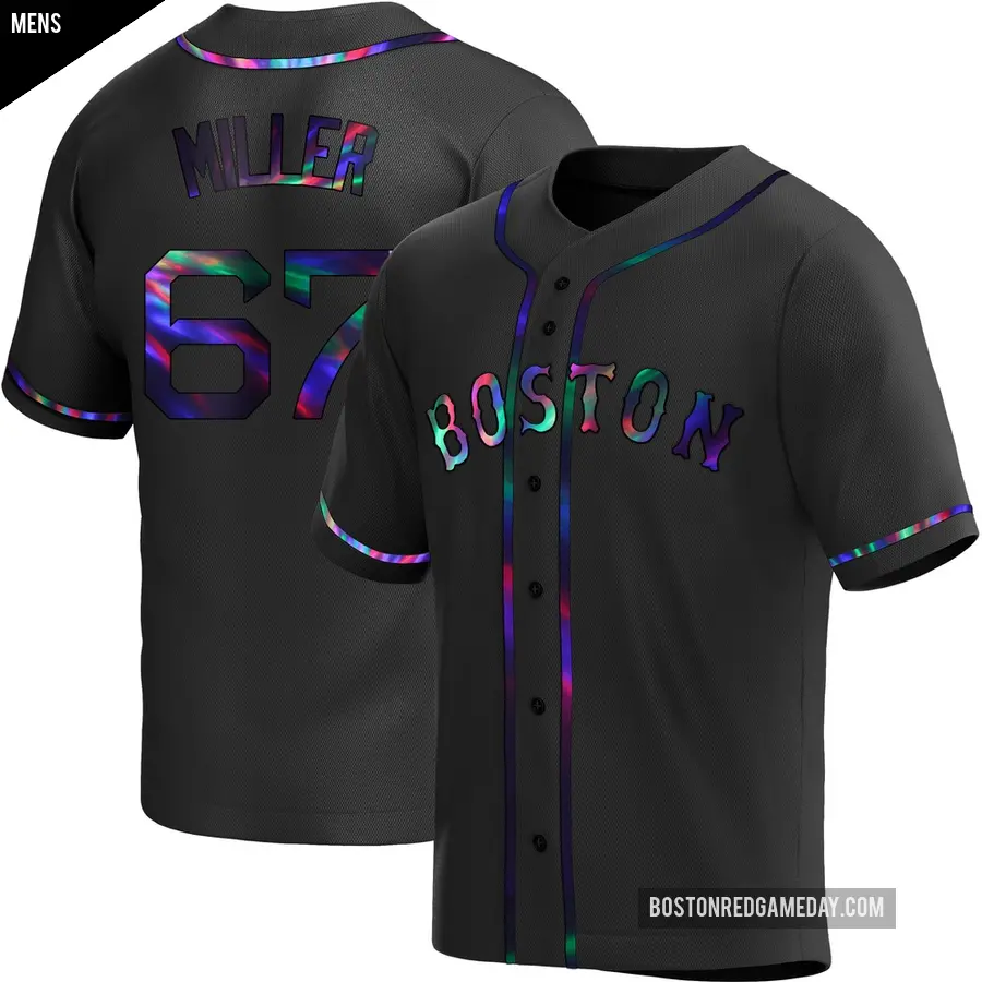 Men's Boston Red Sox ＃67 Erik Miller Replica Black Holographic Alternate Jersey