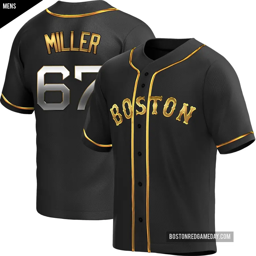 Men's Boston Red Sox ＃67 Erik Miller Replica Gold Black en Alternate Jersey