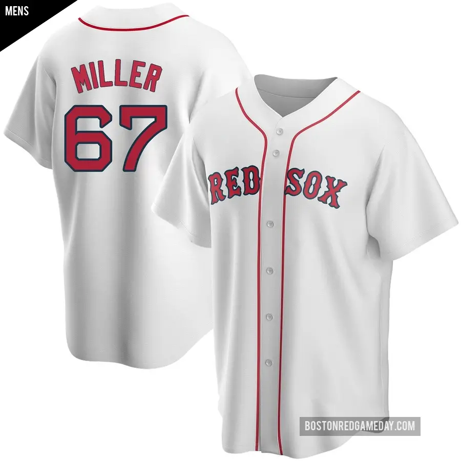 Men's Boston Red Sox ＃67 Erik Miller Replica White Home Jersey