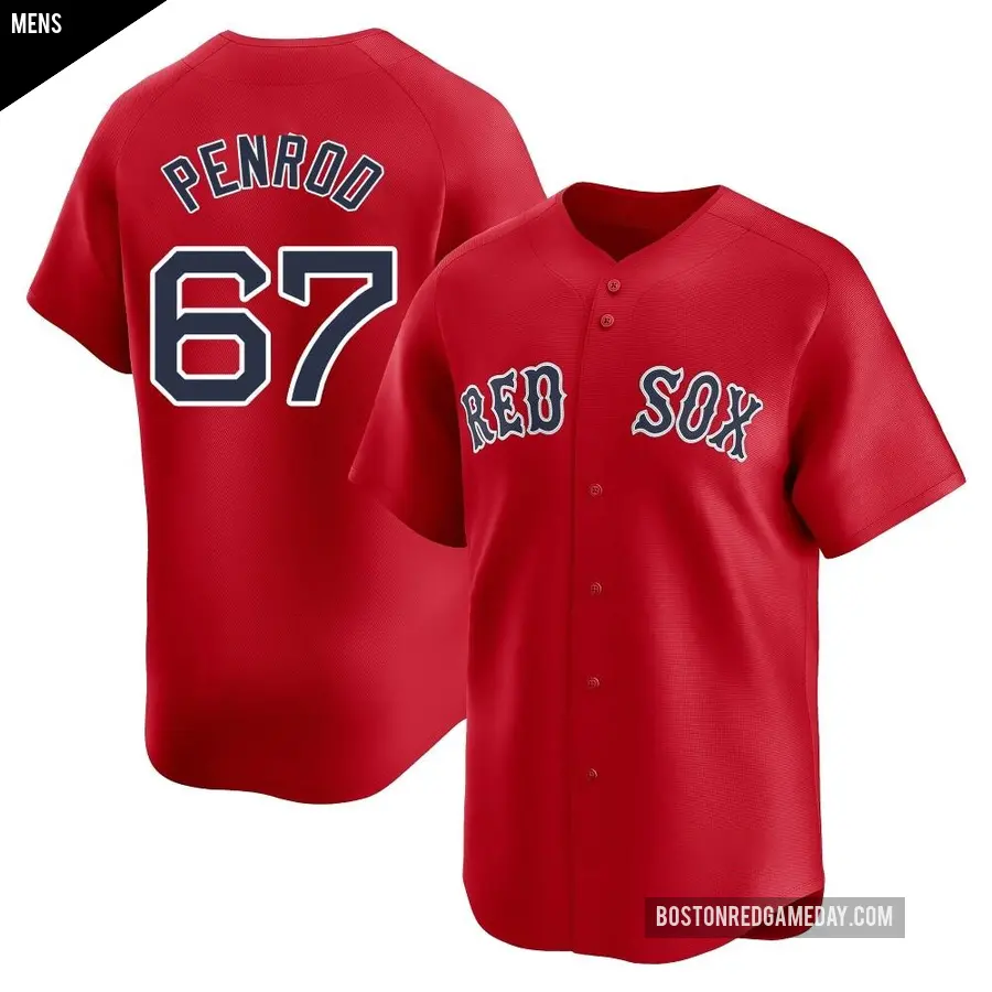 Men's Boston Red Sox ＃67 Zach Penrod Limited Red Alternate Jersey
