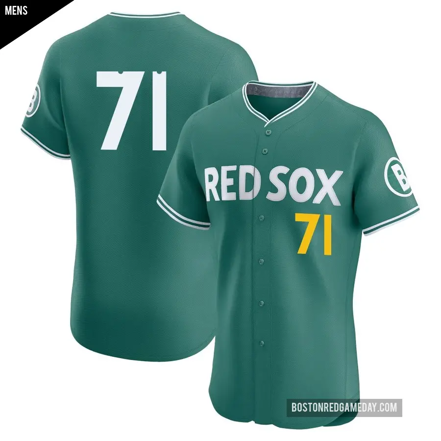 Men's Boston Red Sox ＃71 Jorge Alcala Elite Green 2025 City Connect Jersey