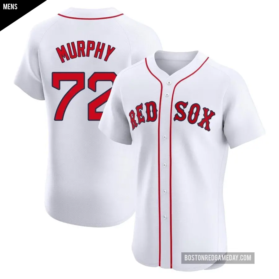 Men's Boston Red Sox ＃72 Chris Murphy Elite White Home Patch Jersey