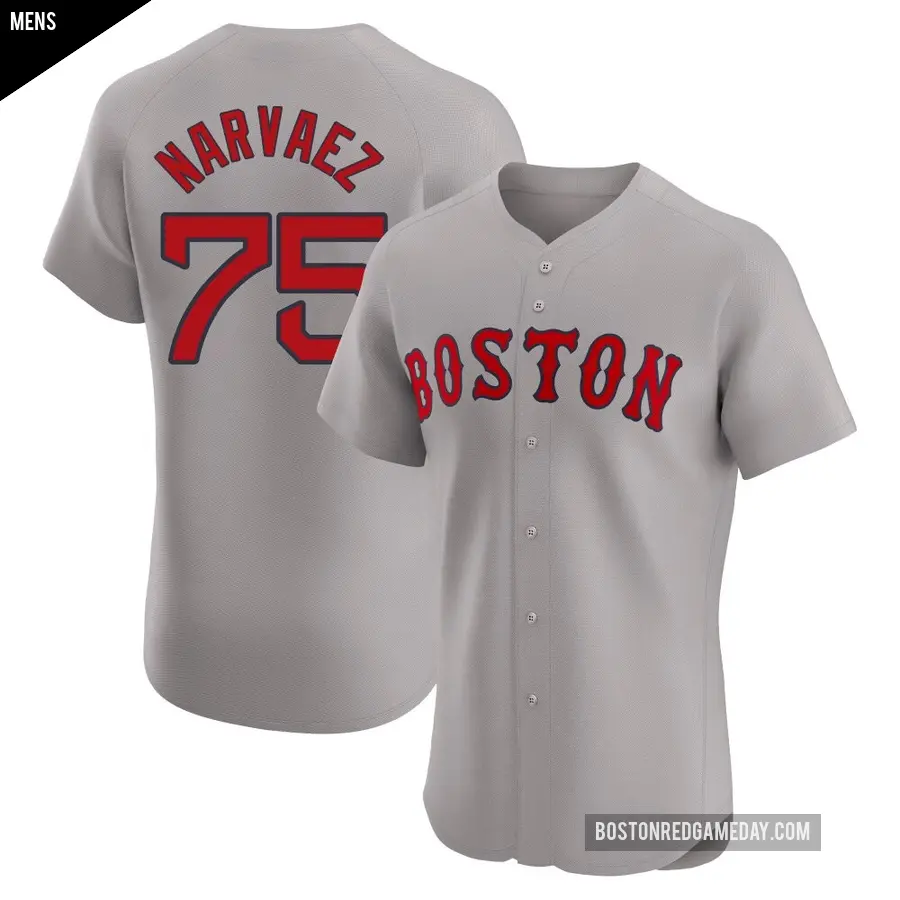 Men's Boston Red Sox ＃75 Carlos Narvaez Elite Gray Road Jersey