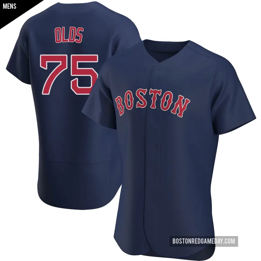 Men's Boston Red Sox ＃75 Wyatt Olds Authentic Navy Alternate Jersey