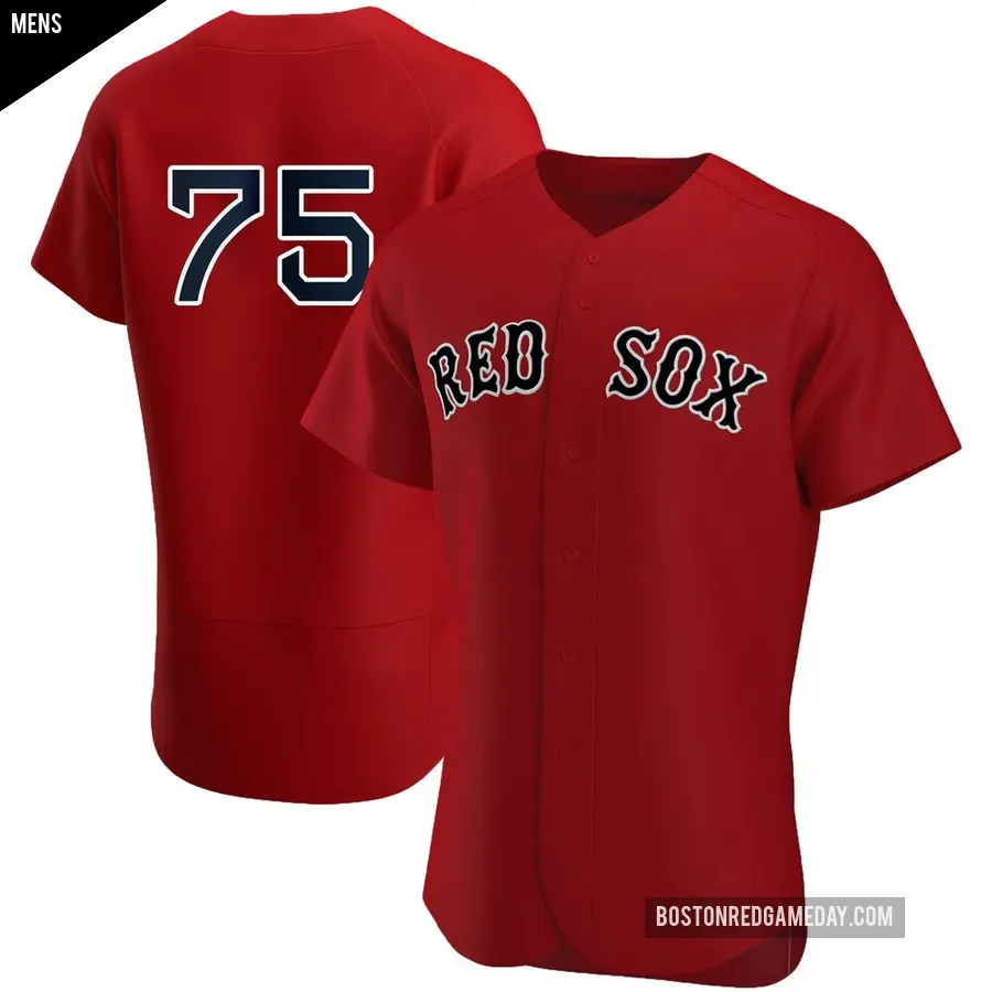 Men's Boston Red Sox ＃75 Wyatt Olds Authentic Red Alternate Team Jersey