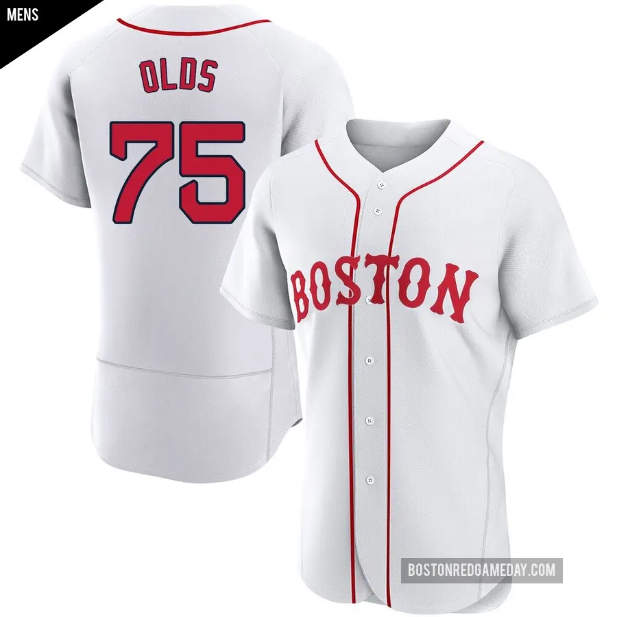 Men's Boston Red Sox ＃75 Wyatt Olds Authentic White 2021 Patriots' Day Jersey