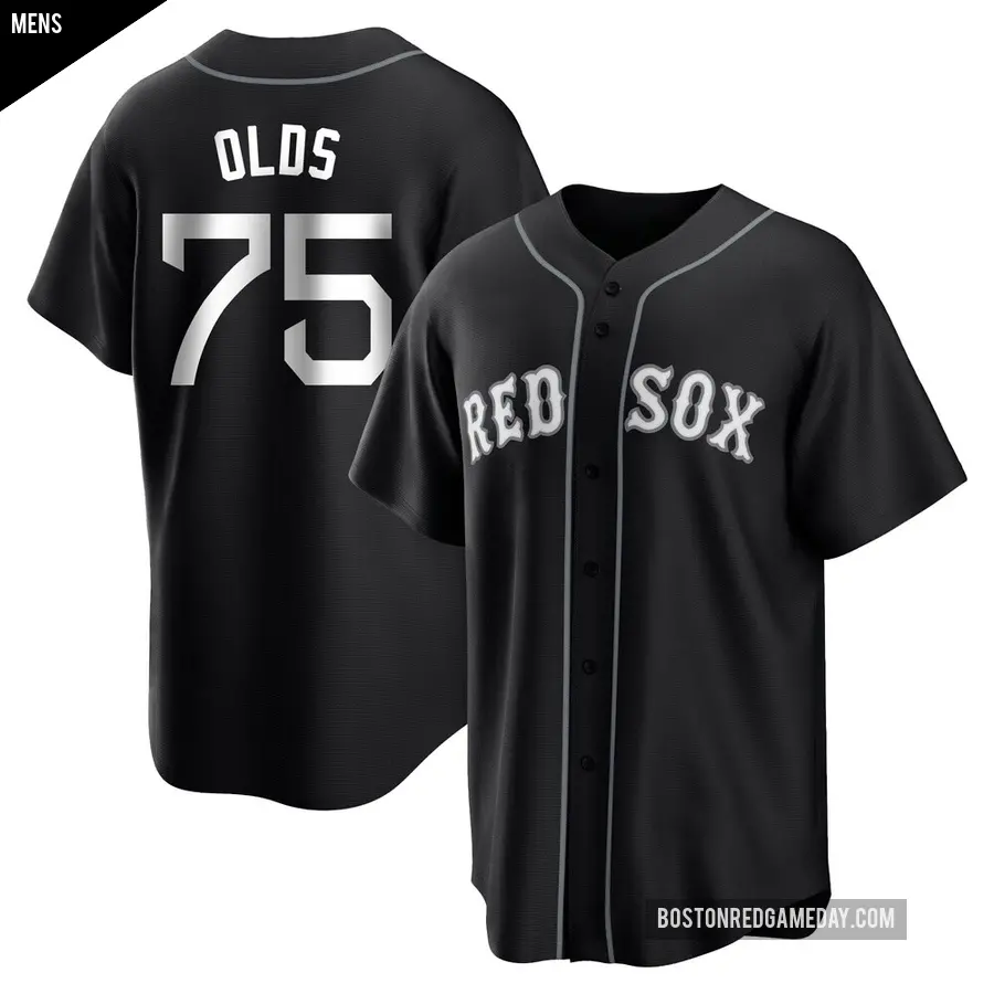 Men's Boston Red Sox ＃75 Wyatt Olds Replica Black/White Jersey