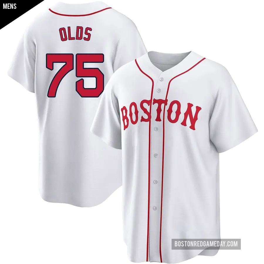 Men's Boston Red Sox ＃75 Wyatt Olds Replica White 2021 Patriots' Day Jersey