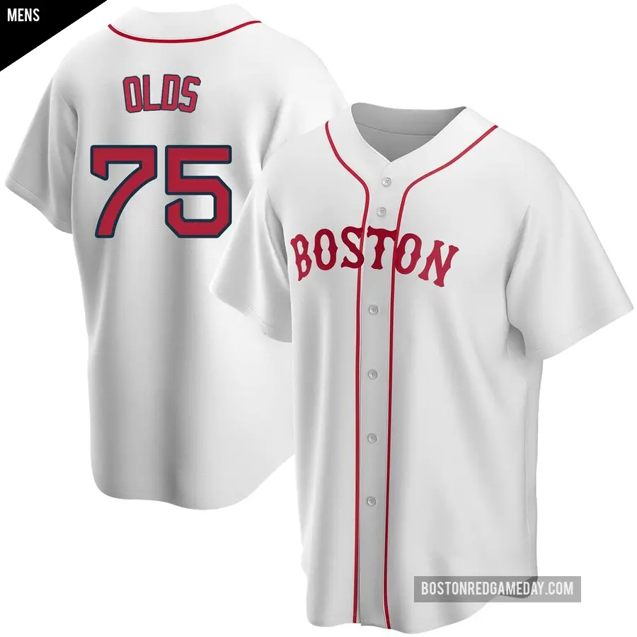 Men's Boston Red Sox ＃75 Wyatt Olds Replica White Alternate Jersey