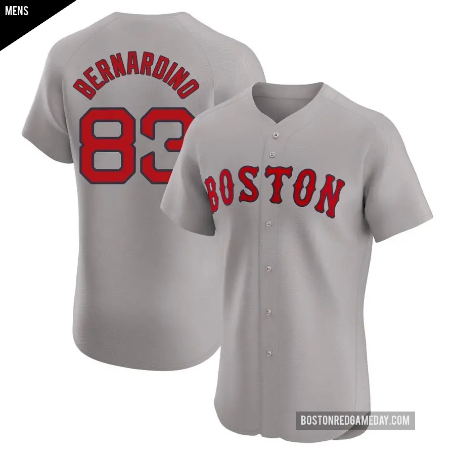 Men's Boston Red Sox ＃83 Brennan Bernardino Elite Gray Road Jersey
