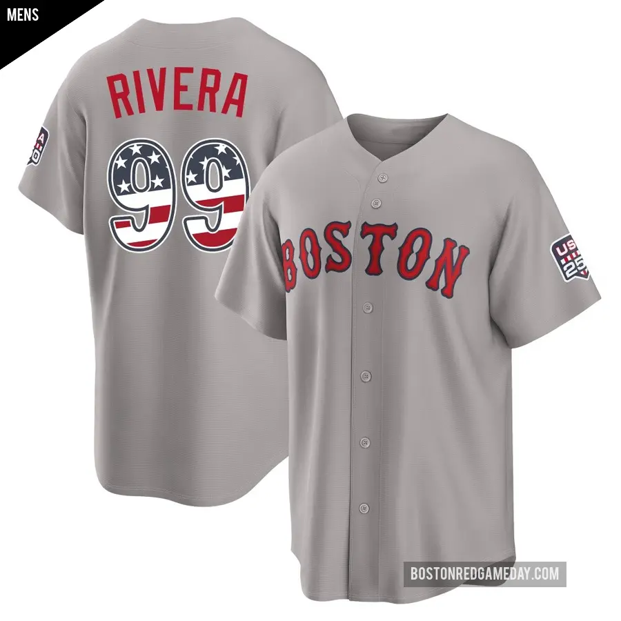 Men's Boston Red Sox ＃99 Eduardo Rivera Limited Gray USA 250 Fourth Of July Road Stadium Jersey
