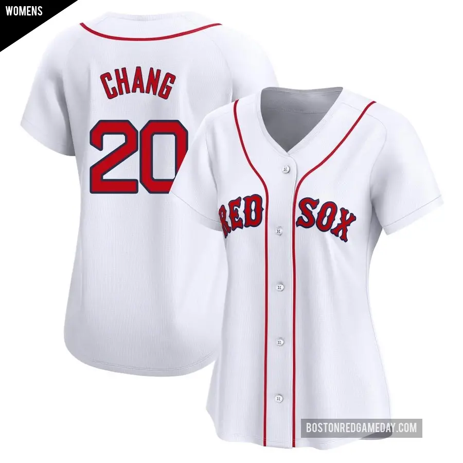 Women's Boston Red Sox ＃20 Yu Chang Limited White Home Jersey