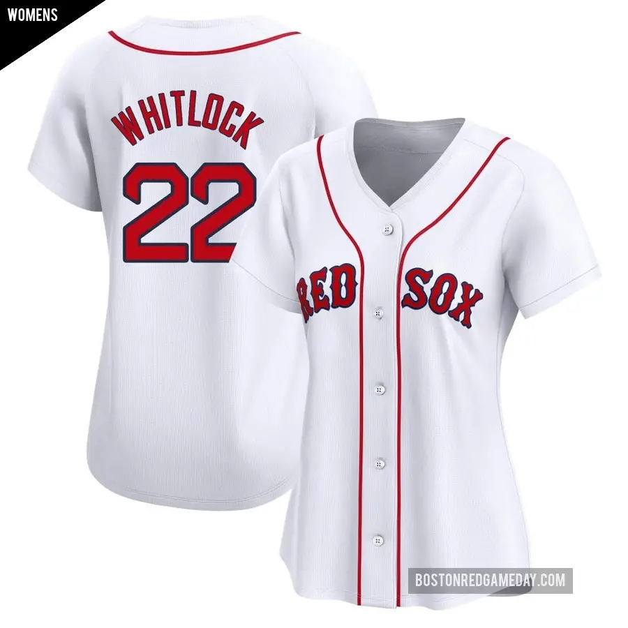 Women's Boston Red Sox ＃22 Garrett Whitlock Limited White Home Jersey