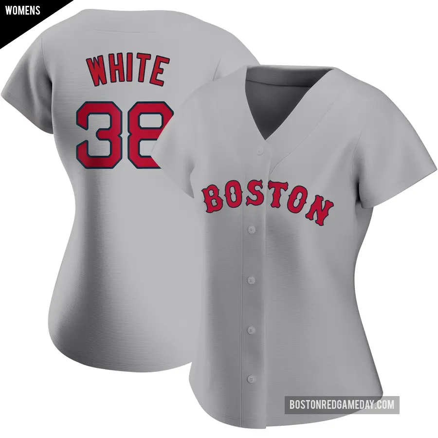 Women's Boston Red Sox ＃38 Eli White Authentic White Gray Road Jersey