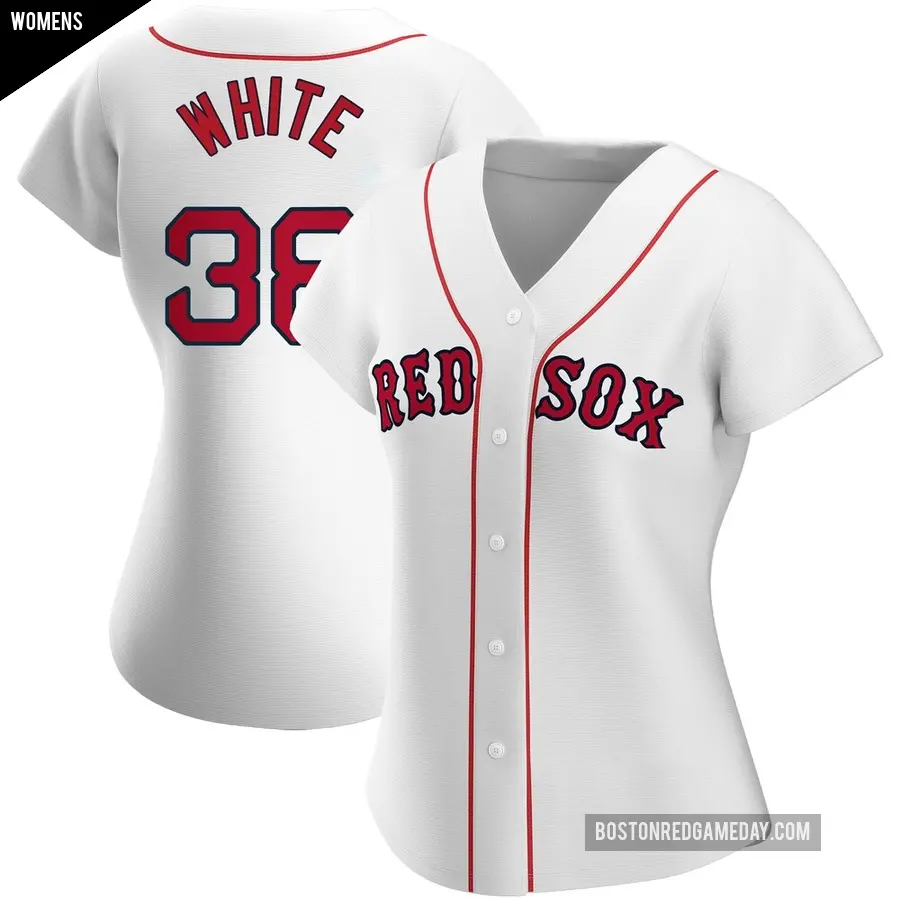 Women's Boston Red Sox ＃38 Eli White Authentic White Home Jersey