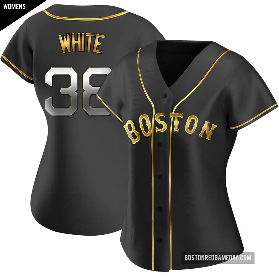 Women's Boston Red Sox ＃38 Eli White Replica Gold Black en Alternate Jersey