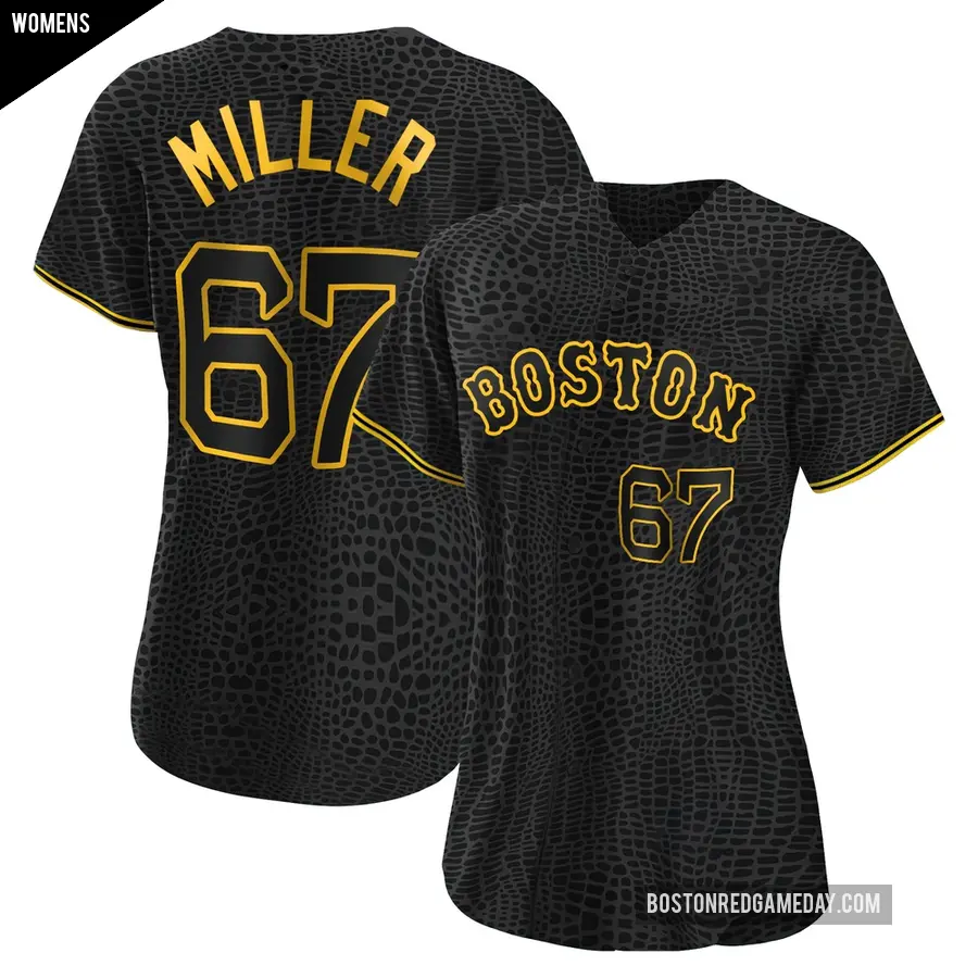 Women's Boston Red Sox ＃67 Erik Miller Authentic Black Snake Skin City Jersey
