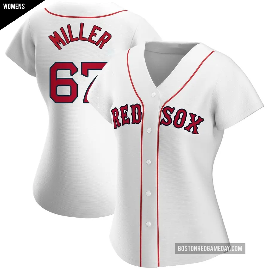 Women's Boston Red Sox ＃67 Erik Miller Authentic White Home Jersey