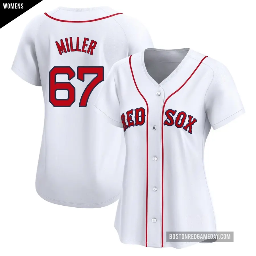 Women's Boston Red Sox ＃67 Erik Miller Limited White Home Jersey