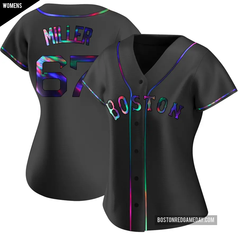 Women's Boston Red Sox ＃67 Erik Miller Replica Black Holographic Alternate Jersey
